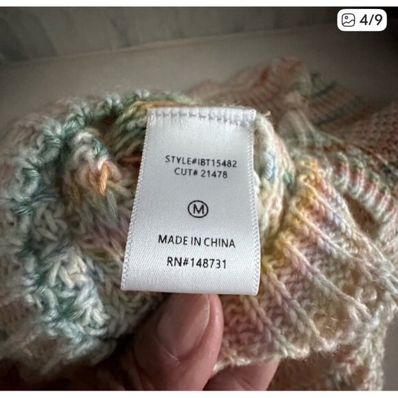 Blue Blush Womens Multicolor Knit Cropped Sweater M - Picture 5 of 9